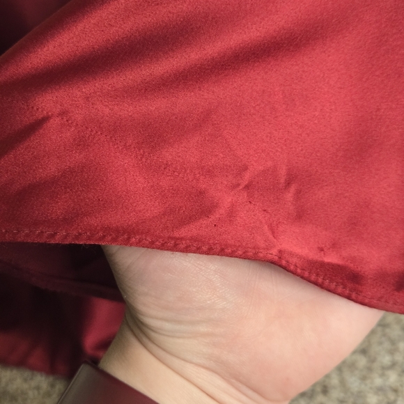 B. Darlin Women's Red Satin Sequin Halter Top Side Slit Maxi Dress Gown Sz 3/4 - Picture 9 of 16